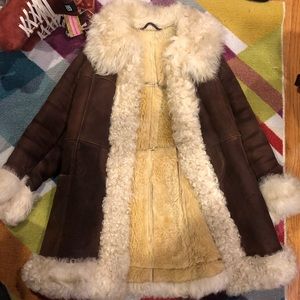 Vintage 70s Brown Afghan Penny Lane Coat